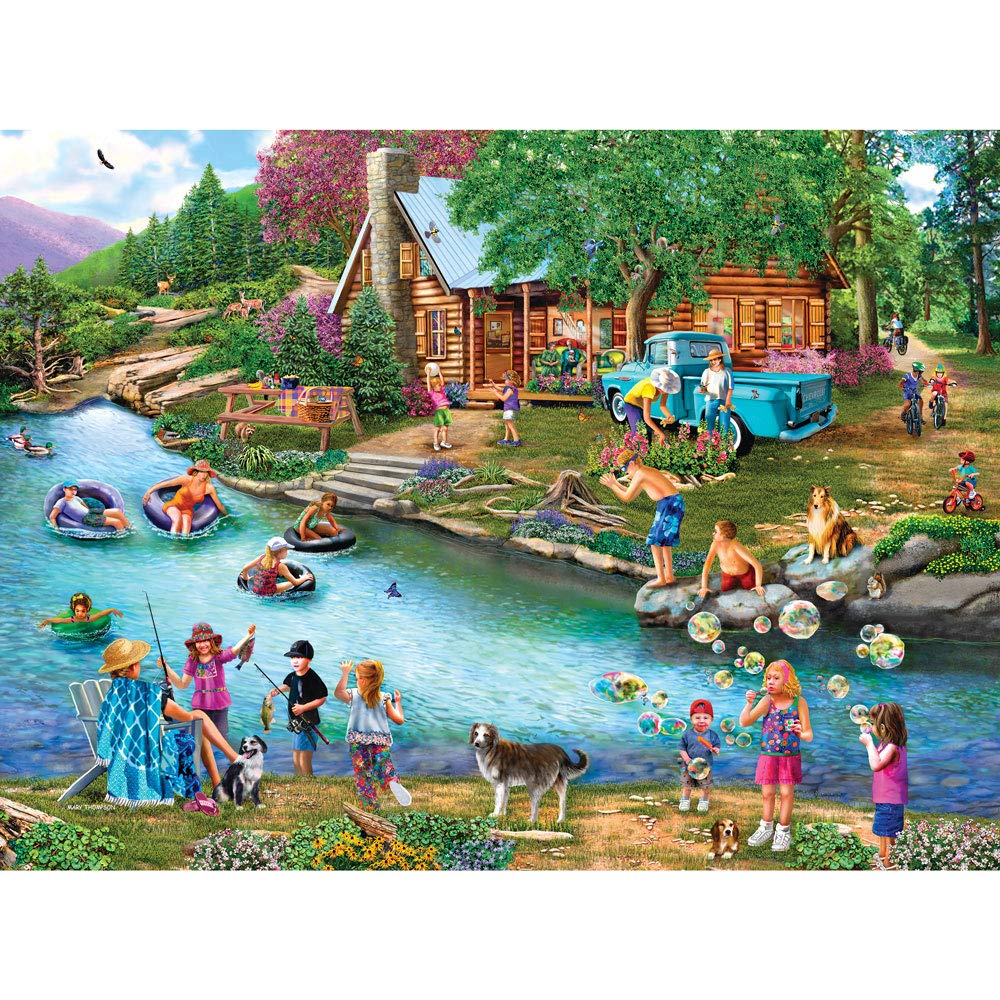 Bits And Pieces – 4-In-1 Multi-Pack 1000 Piece Jigsaw Puzzles For Adults – River Escapades Jigsaw Puzzle Set Bundle By Artist Mary Thompson, Completed Puzzle Size: 20' X 27'