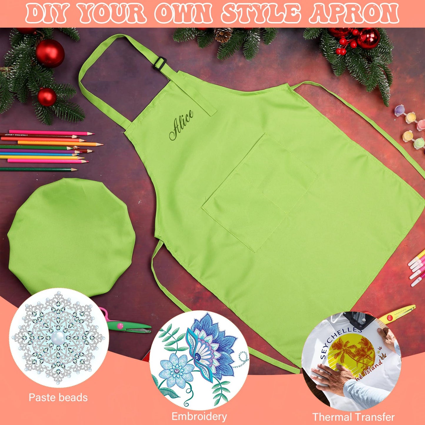 40 Pcs Kids Apron Chef Hat Set Boys Girls Aprons Chef Apron Hats Bulk for Cooking Painting Children's Bib Apron 7-13 Years (Mixe