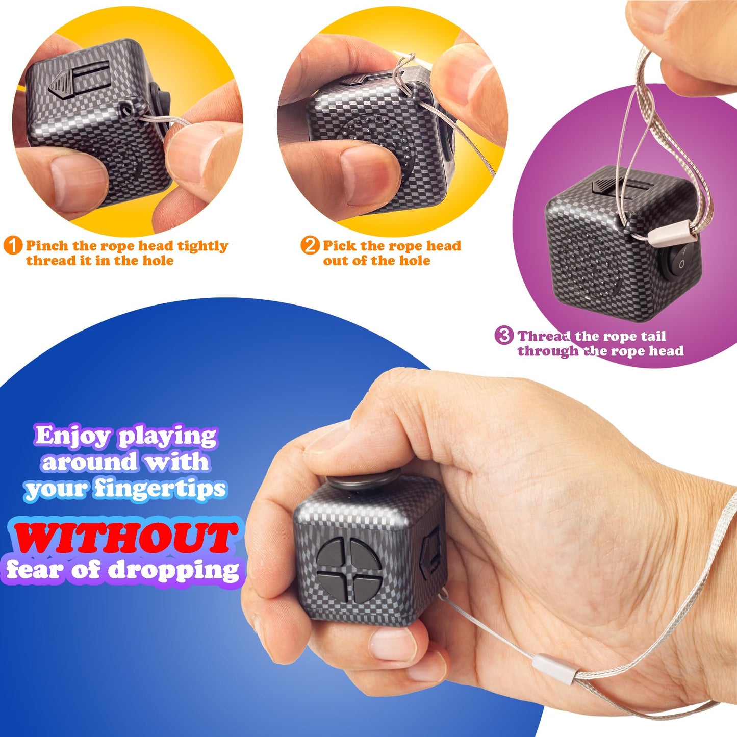 4-Pack Colorful Fidget Toy Cubes, Versatile Stress And Anxiety Relief Toys With Audible/Silent Features - Ideal For Focus, Time
