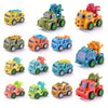 SeventhDuck Mini Cars 14PCS, Pull Back Racing Toy Car Set, Racing Toy Vehicles Mini City Cars with Roadblocks and Characters, Pa