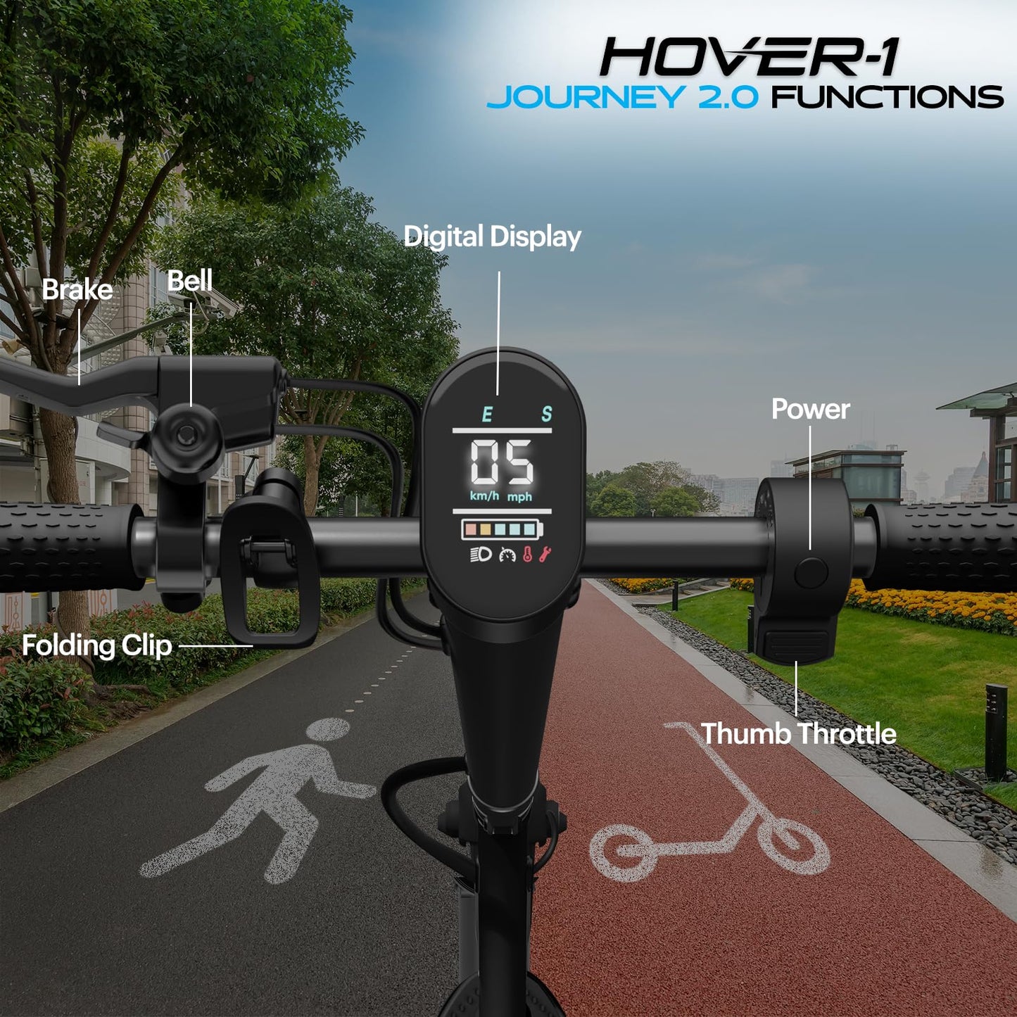 Hover-1 Journey 2.0 Foldable Electric Scooter, 300W Motor, 16 mph, 16 Mile Range, Pink, Commuter Scooter for Adults & Teens