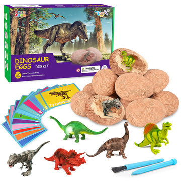 Toyk Dig Up Dinosaur Fossil Eggs - 12 Unique Eggs, Blue, Medium Size, Model 6788, STEM Archaeology Toy for Kids Ages 3-12