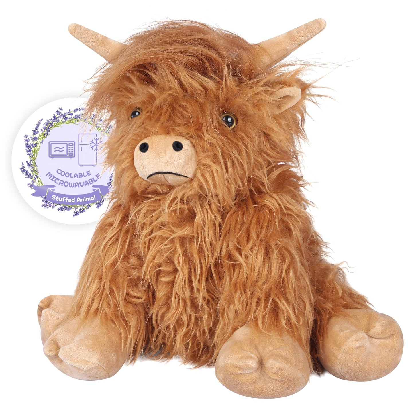 Suzzipals Highland Cow Stuffed Animals, Microwavable Stuffed Animals Heating Pad For Cramps & Pain, Lavender Scented Highland Co