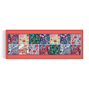 Galison Liberty Domino Set - 28 Double Sided Colorful Floral Patterned Wooden Domino Pieces