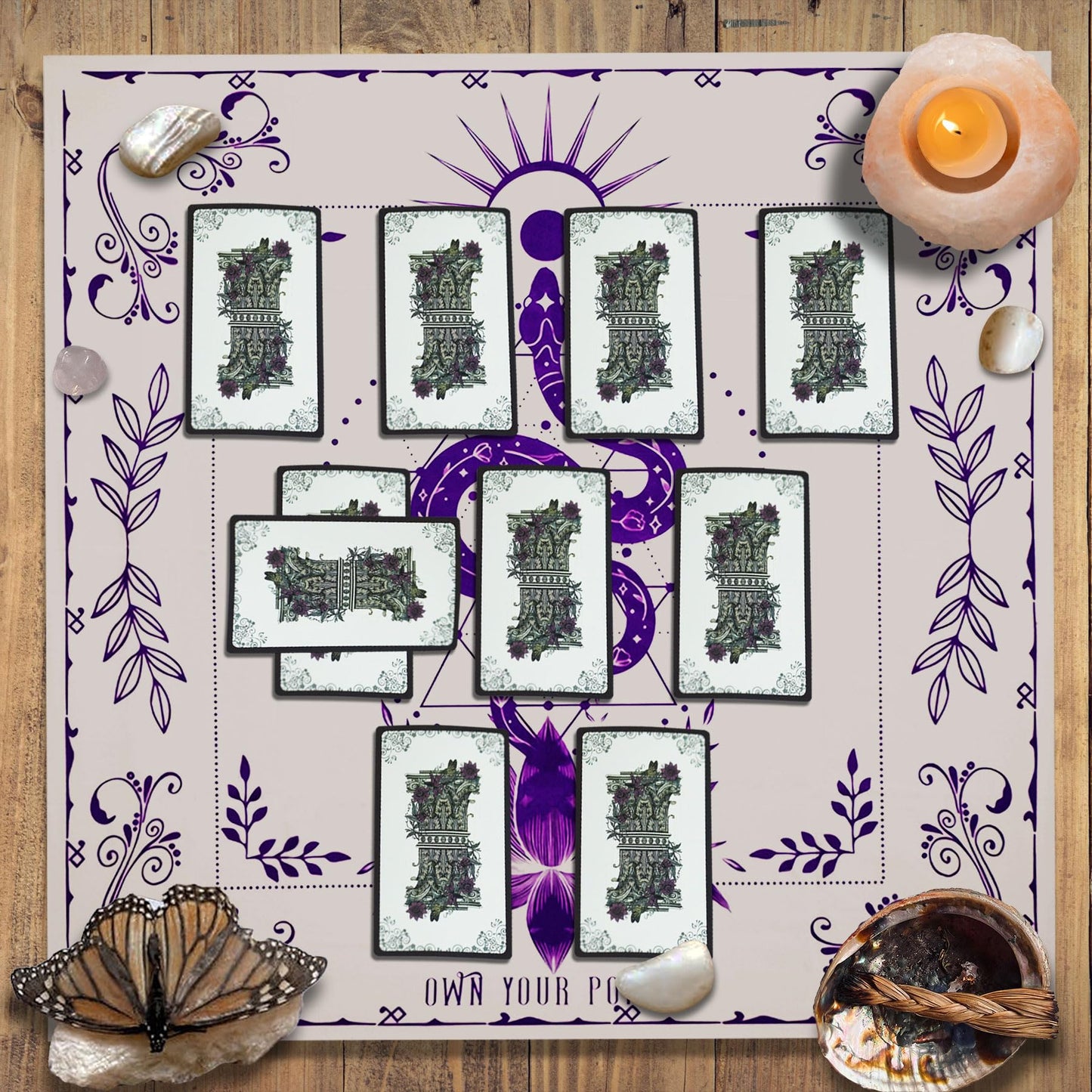 Knana Tarot Cloth Altar Cloth Tarot Mat Witchcraft Tarot Cloth Silk For Reading Tarot Accessories Tarot Cloth For Spread - With Tarot Card Bag (Purple Snake)
