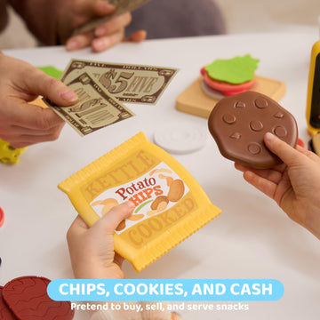 Play Food Toy For 3 4 5 6 Year Old Kids, 35 Pcs Play Kitchen Accessories, Interactive Panini Sandwitch Making Toy With Menu And