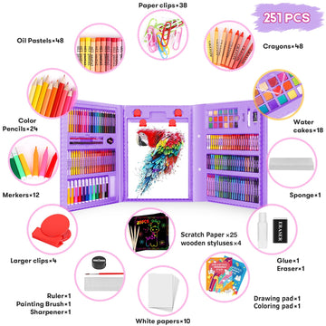 Ibayam Art Kit, 251-Pack Art Supplies Drawing Kits, Arts And Crafts Gifts Box For Kids Teen Girls Boys, Art Set Case With Trifol