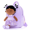Onetoo Toddler Kids Backpack With Soft Tanned Baby Dolls In Purple Star Dress 9.5''