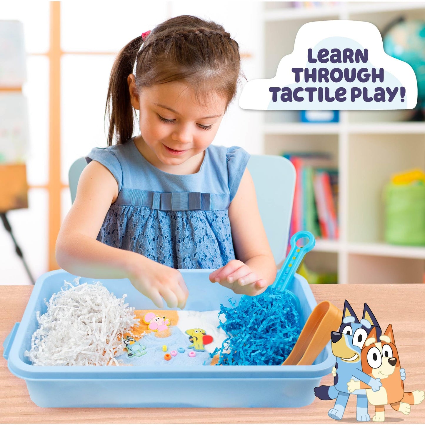 Horizon Group USA Official Bluey Seek & Find Sensory Bin, Ready-to-Use Sensory Toys, Sensory Bin for Kids with Lid, Play Sand, S