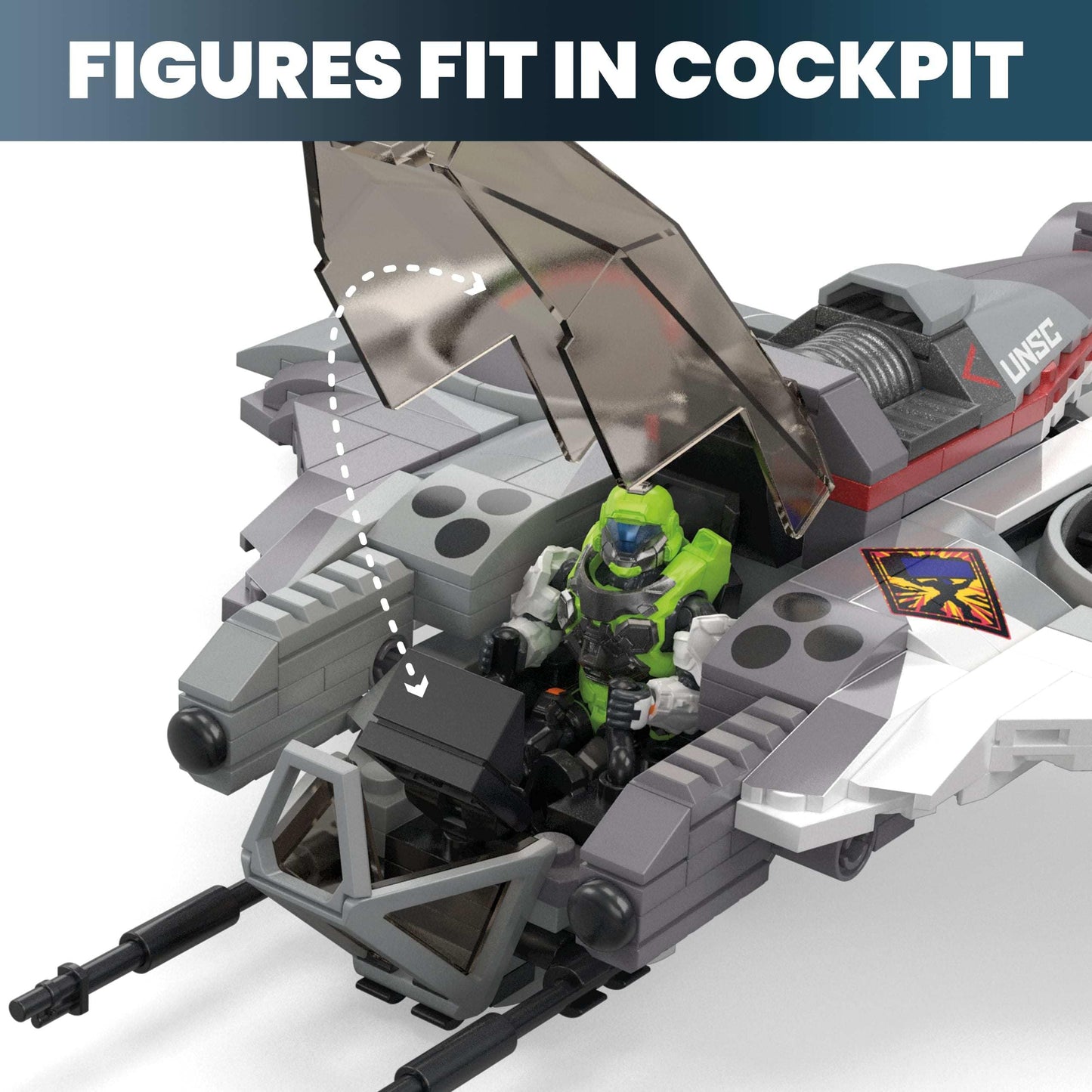 Mega Halo Action Figure Building Toy, Unsc Arctic Burn Wasp With 342 Pieces And 2 Poseable Figures, For Collectors