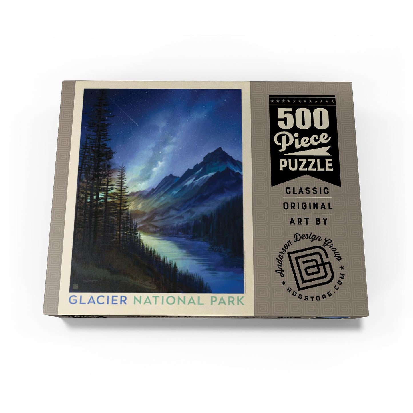 Mypuzzle Glacier National Park: Starlight, Vintage Poster - Premium 500 Piece Jigsaw Puzzle For Adults