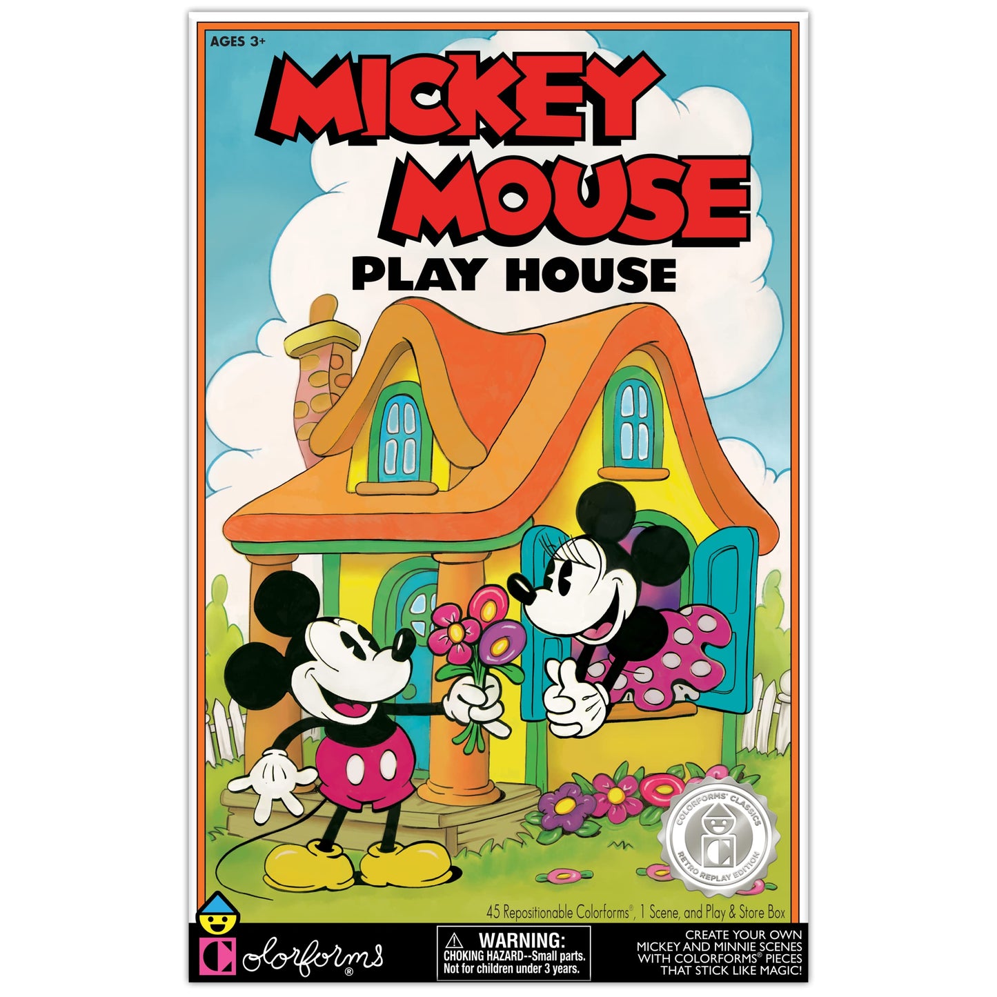 Colorforms - Mickey Mouse Play House Retro Play Set - Mickey And Minnie Mouse! - Pieces Stick Like Magic! - Ages 3+