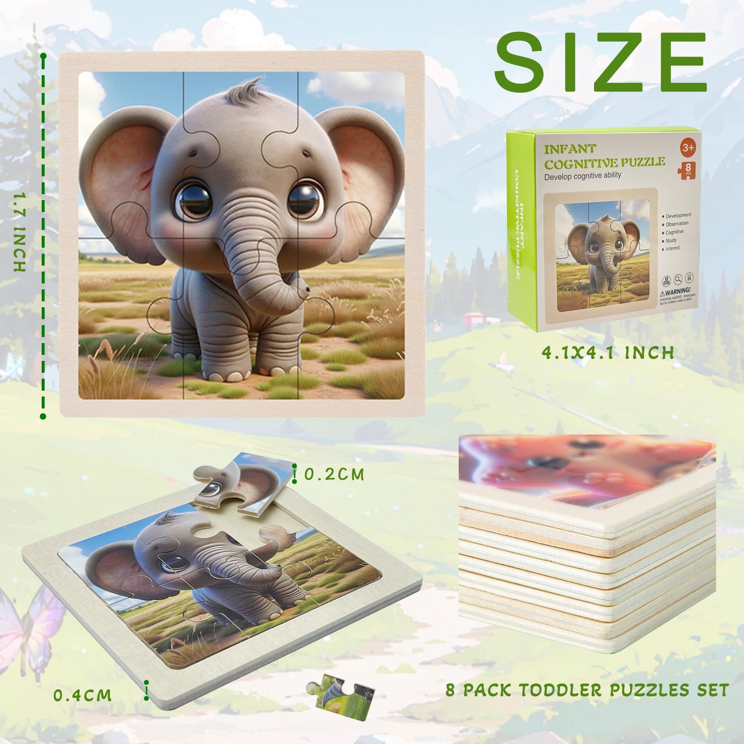 Einzufuf Puzzles For Toddlers 2-4, 8 Packs 6 Pcs Animals Puzzles For Kids Ages 4-6 Montessori Toys Educational Toys - 2 3 4 5 Ye