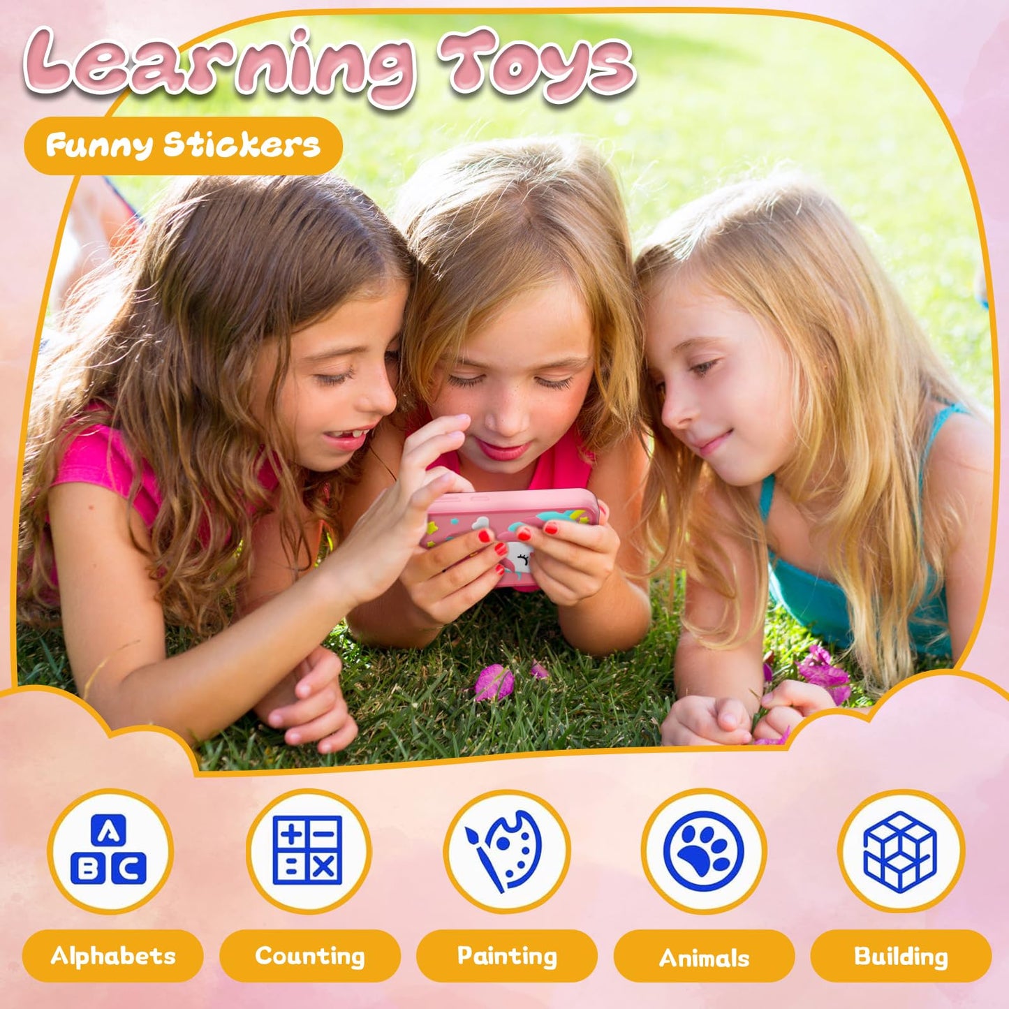 Kids Smart Phone Toys, Touchscreen HD Dual Camera Cell Unicorn Phone for Kids,Travel Toy Preschool Learning Toy for Kids,Christm