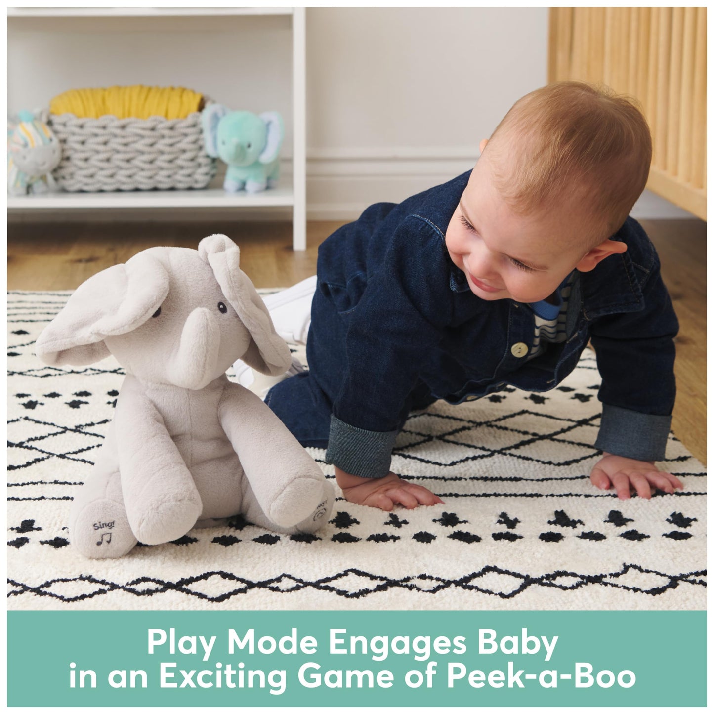Baby Gund Animated Flappy The Elephant Plush, Singing Stuffed Animal Baby Toy For Ages 0 And Up, Gray, 12''