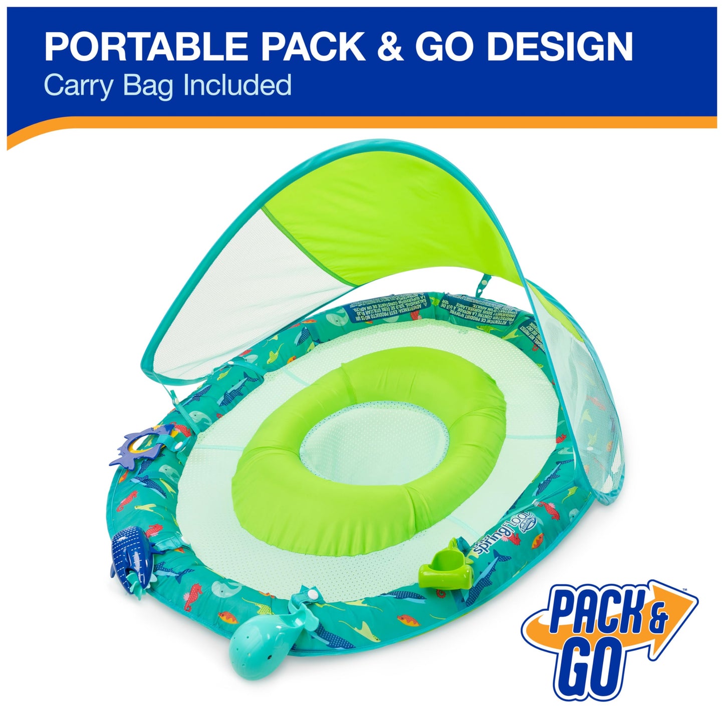 Swimways Baby Spring Float Splash N Play, Baby Pool Float With Canopy & Upf Protection, Swimming Pool Accessories For Kids 9-24
