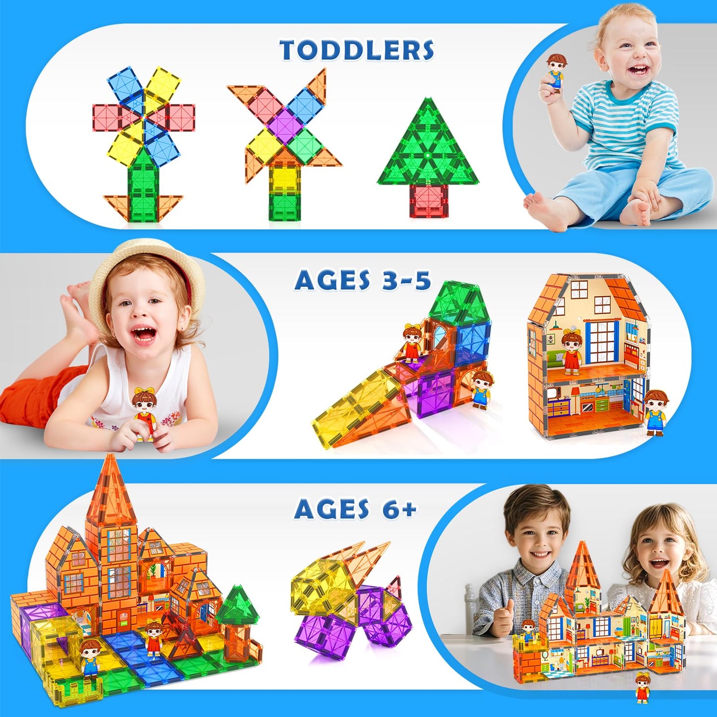 Magnetic Tiles-Doll House With Magnets For Kids Playhouse Tiles Edition Double Sided, Kids Toys Magnetic Blocks For Boys Girls Age 3-4 4-5 6-8, Stem Sensory Toys For Classroom Must Haves Building Toys