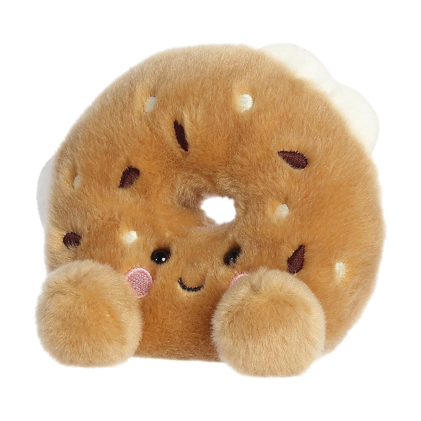Aurora Adorable Palm Pals Tony Everything Bagel Stuffed Animal - Fun Collectible Plush for Kids and mature-themed Collectors - Perfect for Decorating Rooms and Birthday Gifts - Brown 5 Inches