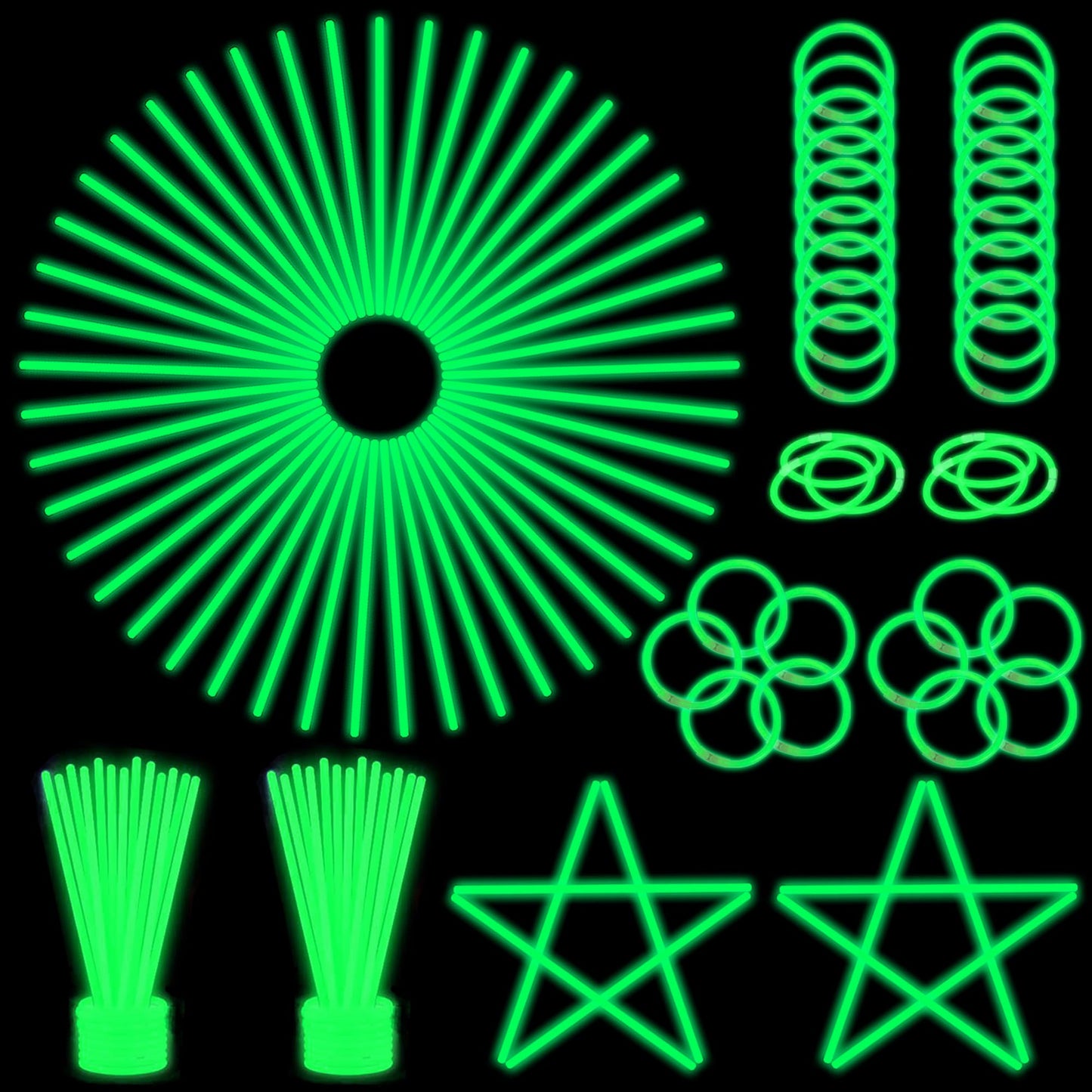 Ilhsty 100 Pk 8'' Green Glow Sticks Glow Necklaces In The Dark Party Favors Supplies Bright Glowsticks Bulk For Birthday Easter