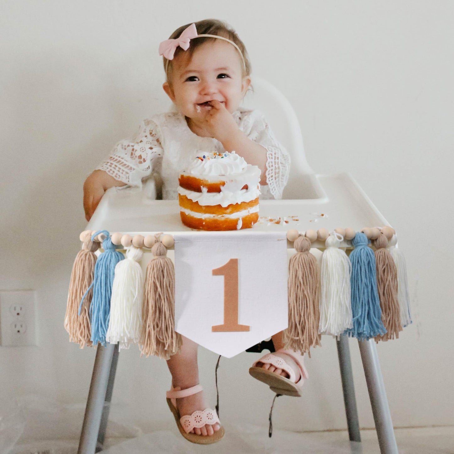 1St Birthday High Chair Banner - Pink Tassel Theme Banner For Girl - First Birthday Party Banner - 1St Birthday Photo Backdrop -