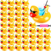 Deekin Inflatable Duck Drink Floats - 50 Pcs Reusable Pool Cup Holders, PVC, 9.45x8.66", Cute Design for Summer Parties