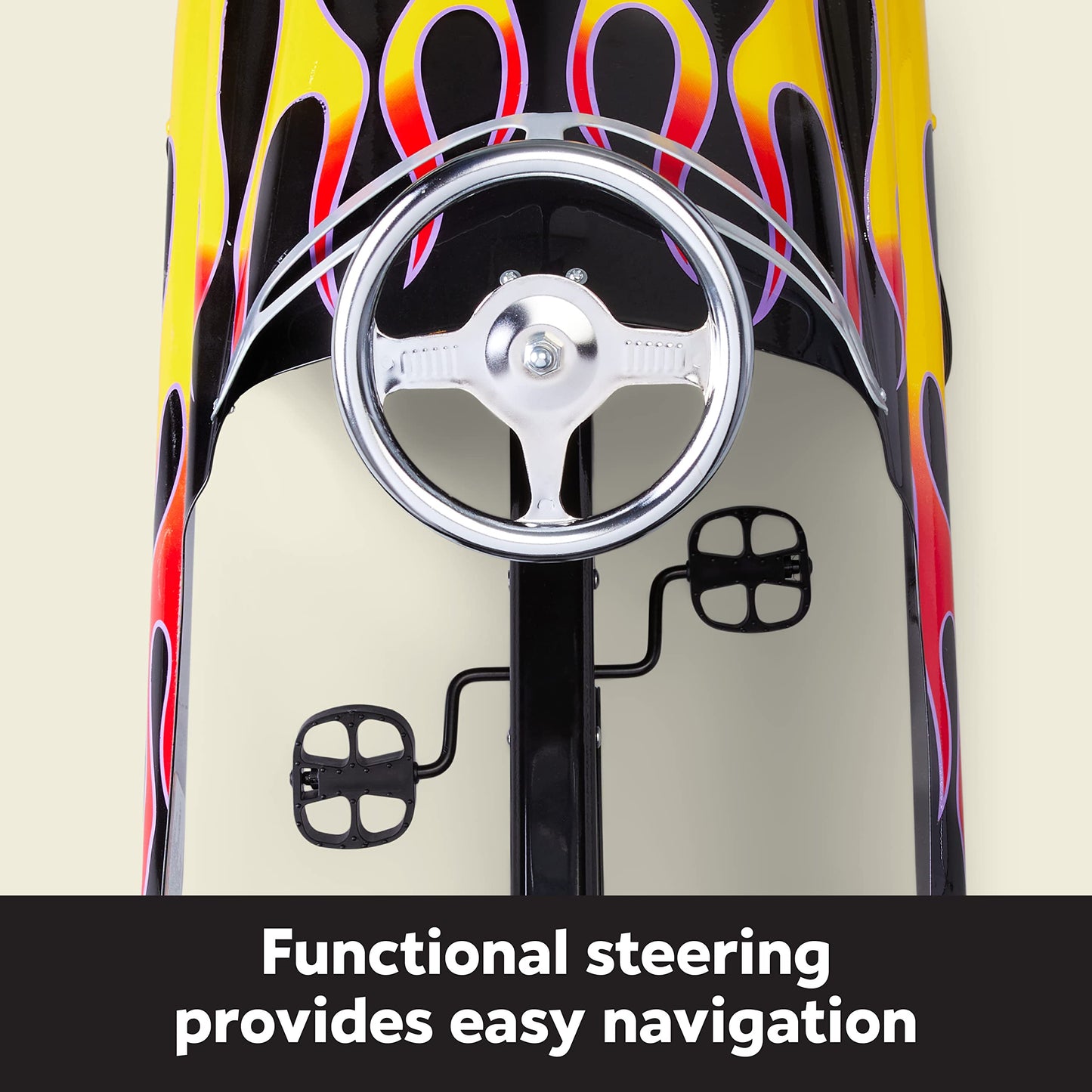 Kid Trax Toddler Classic Pedal Car, Kids 3-5 Years Old, Max Weight 60 lbs, Durable Steel, Street Rod, Large