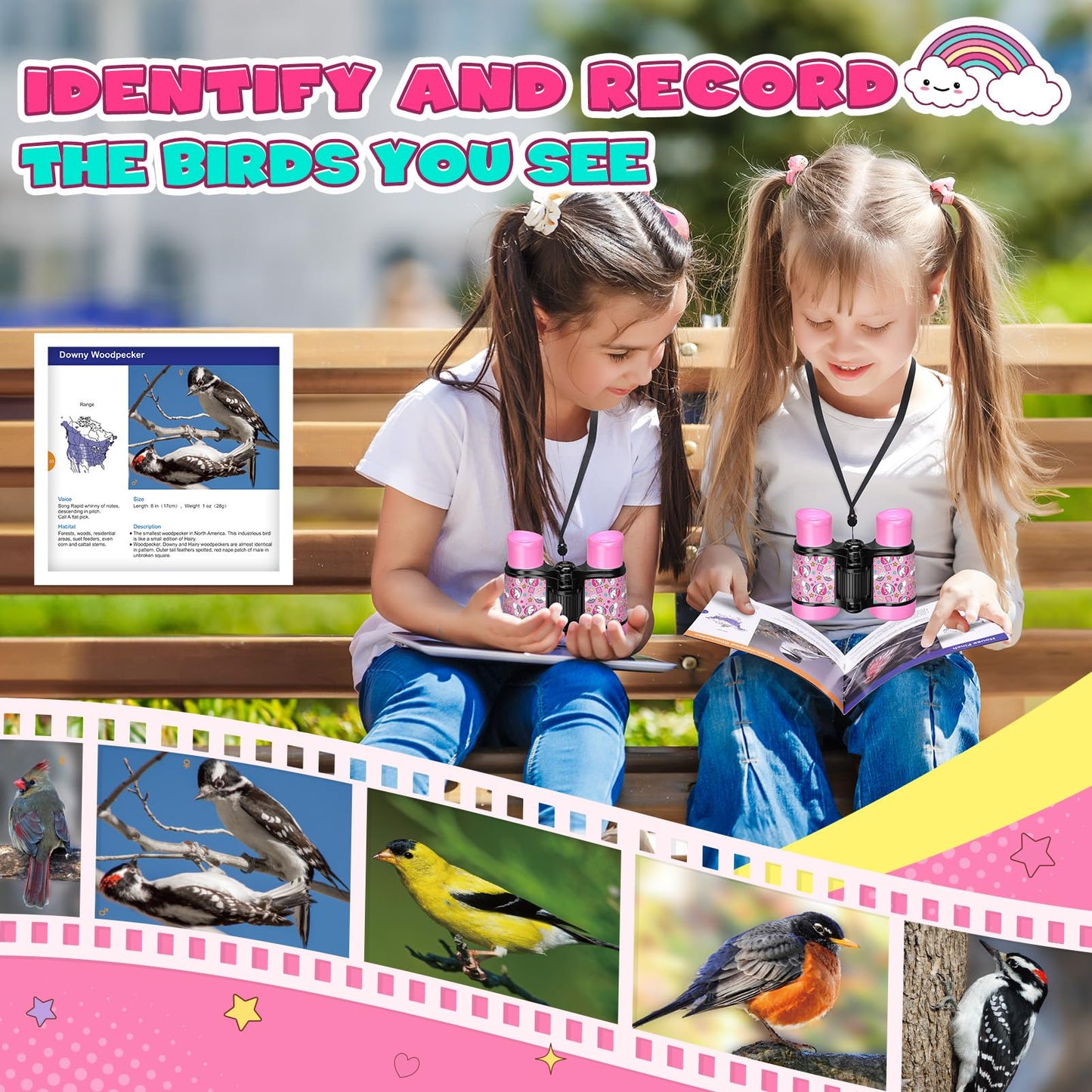 Unicorn Binoculars Toys For Kids 3 4 5 6 Year Old Girls Toddlers Pink Binoculars Toys Bird Watching Outdoor Camping Adventure Te