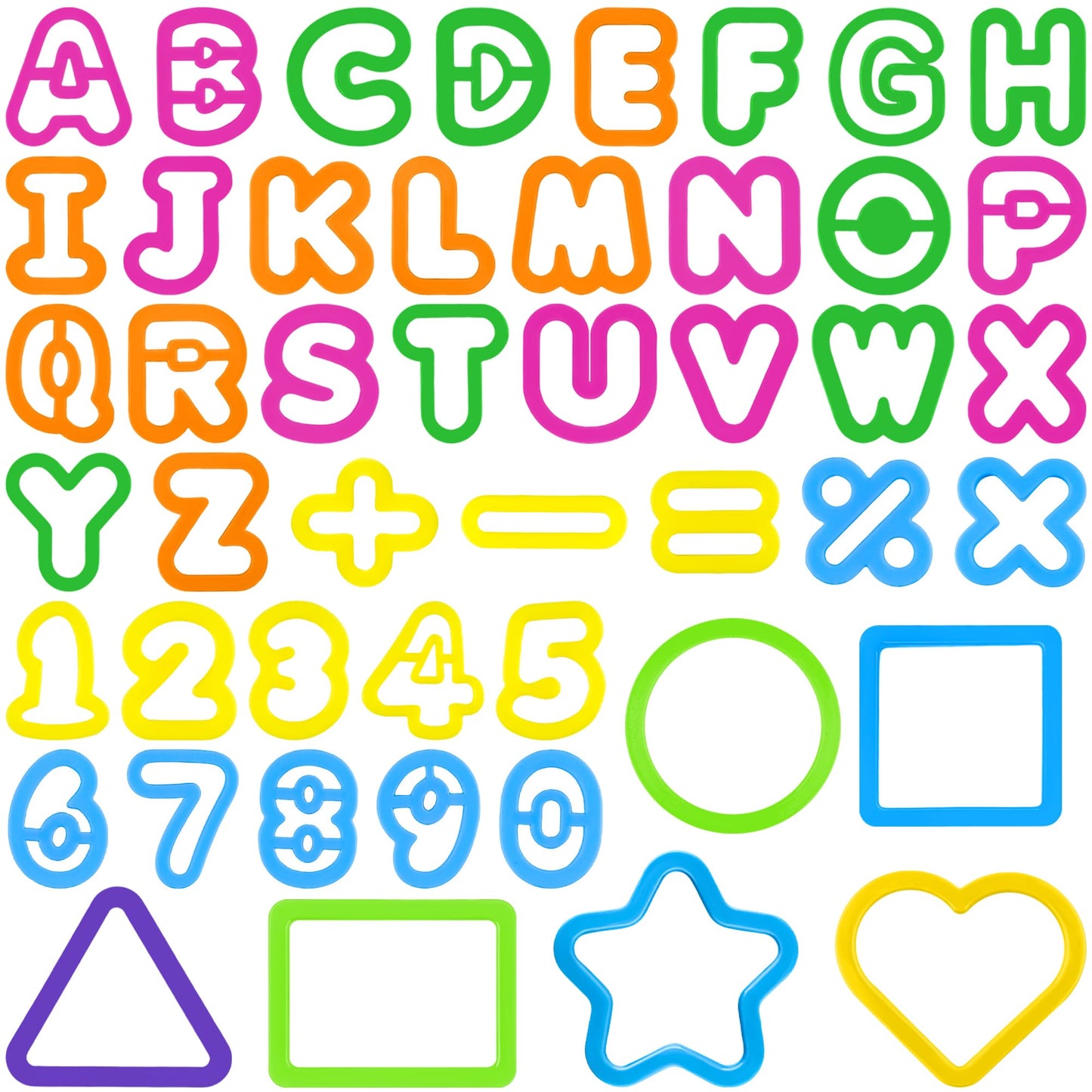 Oun Nana Dough Tools 47 PCS Dough Accessories with Letters Alphabet Numbers Symbols Shapes Cutters, Preschool Learning Toys for