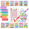 BenLouis 24 Sweet Mini Coloring Books Kids with 24 Stacking Crayons Candyland Donut Party Favors Activity Books Bulk for Kids Ic