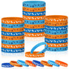 Landical 24 Pcs Blue Dog Party Favor Blue Navy Brown Tan Orange Paw Patterns Silicone Bracelets Dog Birthday Decorations For Wed
