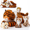 Threan 5 Pcs Tiger Stuffed Animals Plush Toy Set 16 Inch Stuffed Mommy Tiger With 4 Baby Cubs In Zippered Belly Cuddly Plushies For Kids Boys Girls Birthday Gifts Forest Party Favor Decors(Cute)