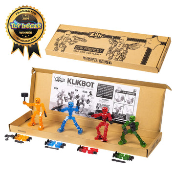 Zing Klikbot Complete Set of 4 Poseable Action Figures with Translucent Create Stop Motion Animation for Ages 6 and Up (Series 1 Heroes)