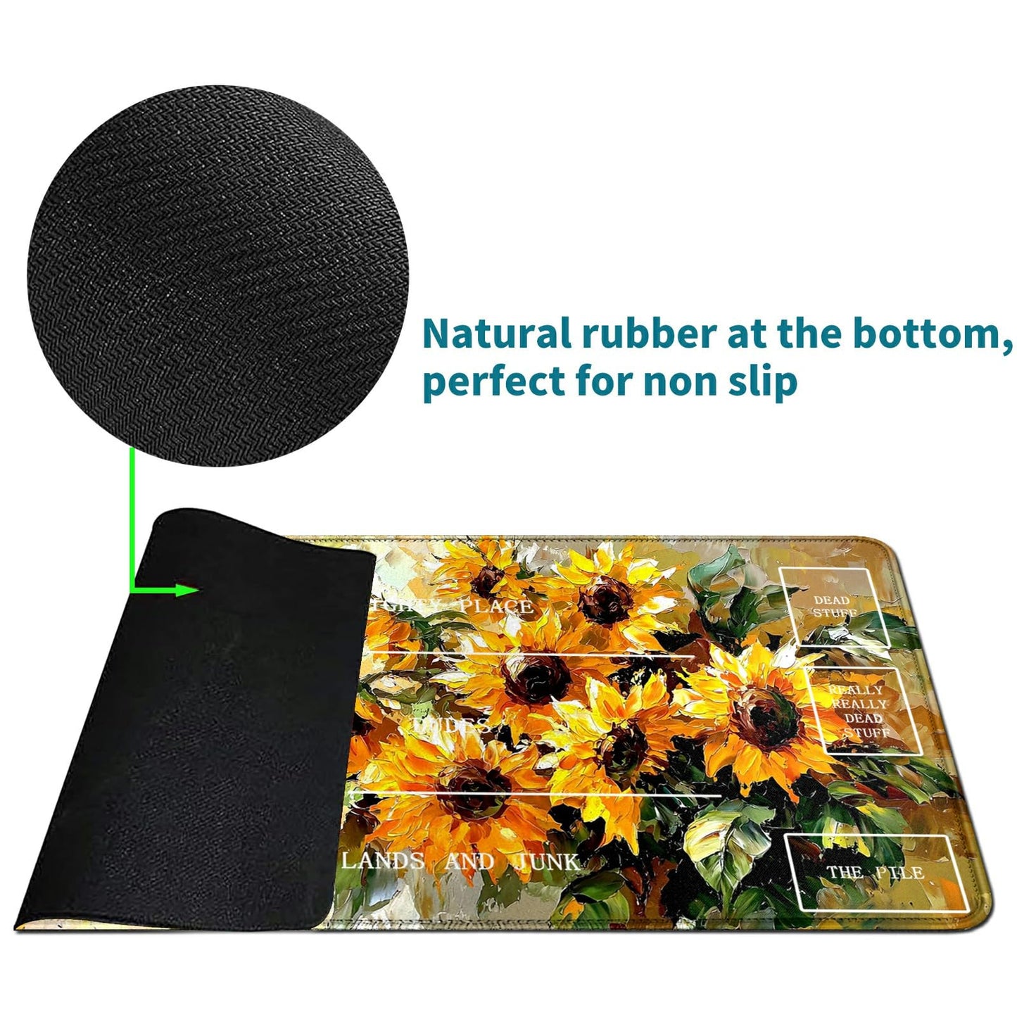 Rwutytiul Yellow Sunflower Card Playmat 24 X 14 Inch With Tube Bag, Card Gameplay Desk Mat For Commander Deck, Mtg, Rpg, Ccg, Tc