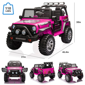 HOMFAMILIA 2 Seater Kids Ride On Truck, 12V Battery Powered Electric Vehicle Car for 2 Kids, w/Spring Suspension, Remote Control