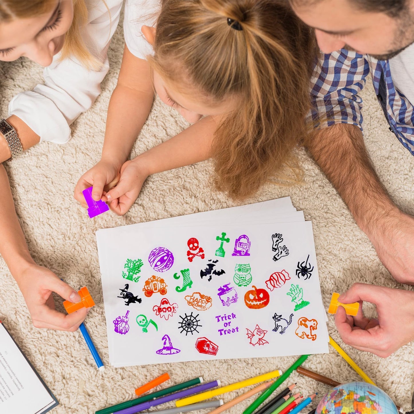 Thuodo Halloween Party Favors, 120 Pieces Assorted Stamps for Kids Bulk, Children Self-Ink Holiday Toy Gifts Game Prizes, Hallow