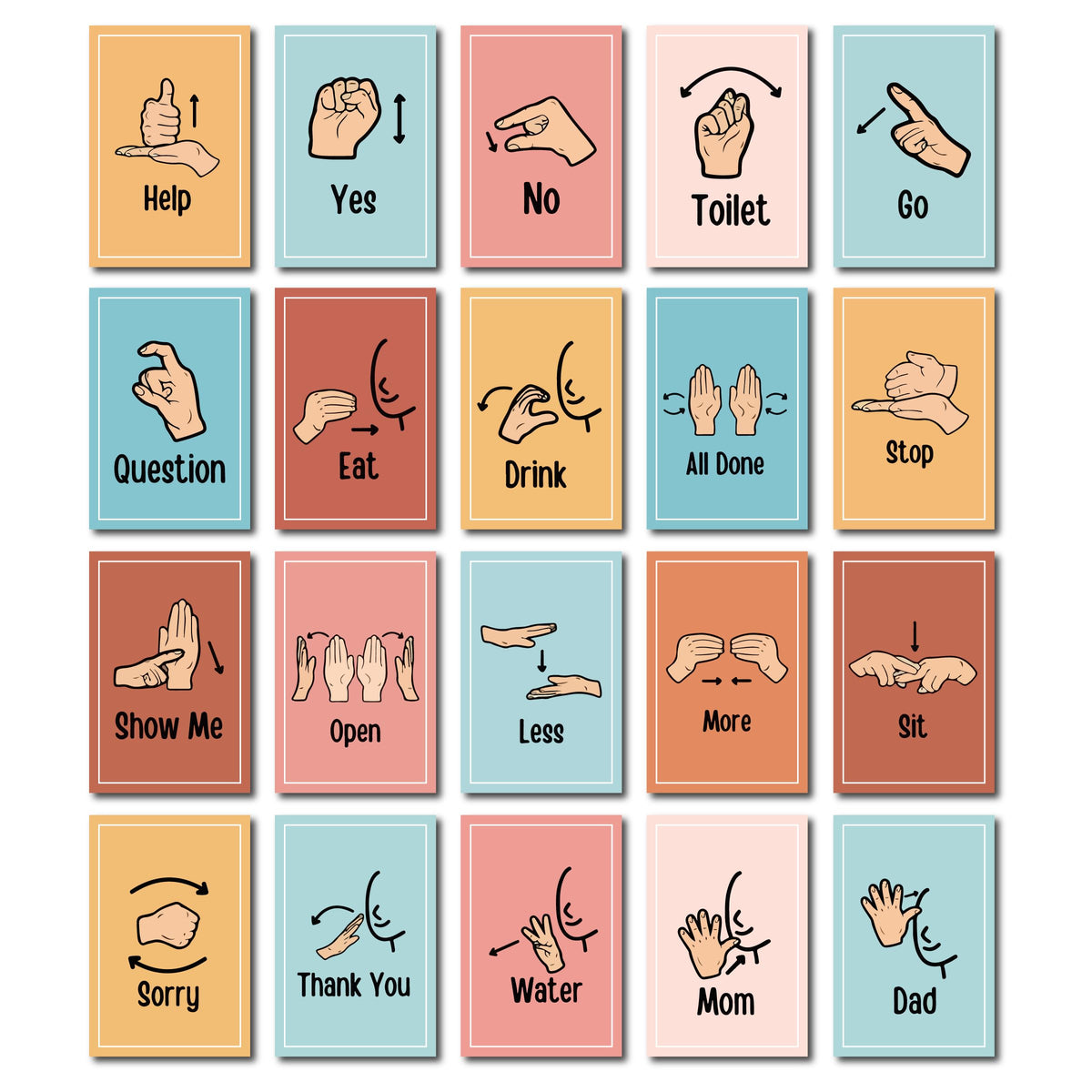 Woopme Sign Language Flash Cards For Beginners | English Sign Language For Parents Teachers Elementary Classroom Nursery | 32 Le
