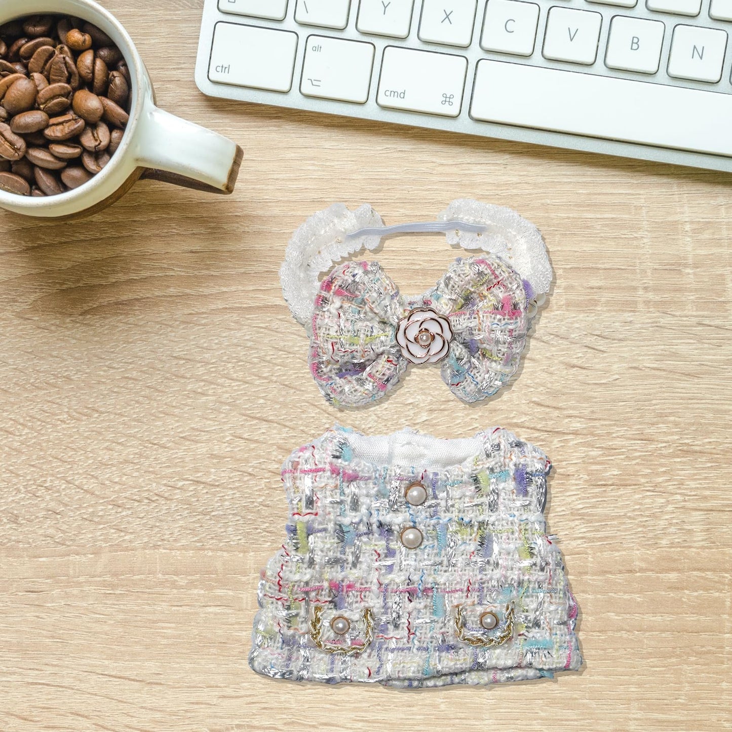 17cm Doll Clothes 17cm Clothes Skirt Set 2 Piece Set enhanced Fashion Dresses with +Bow Headpiece Outfit enhanced Fashion Cute Doll Accessories (NO Doll)(Style D)