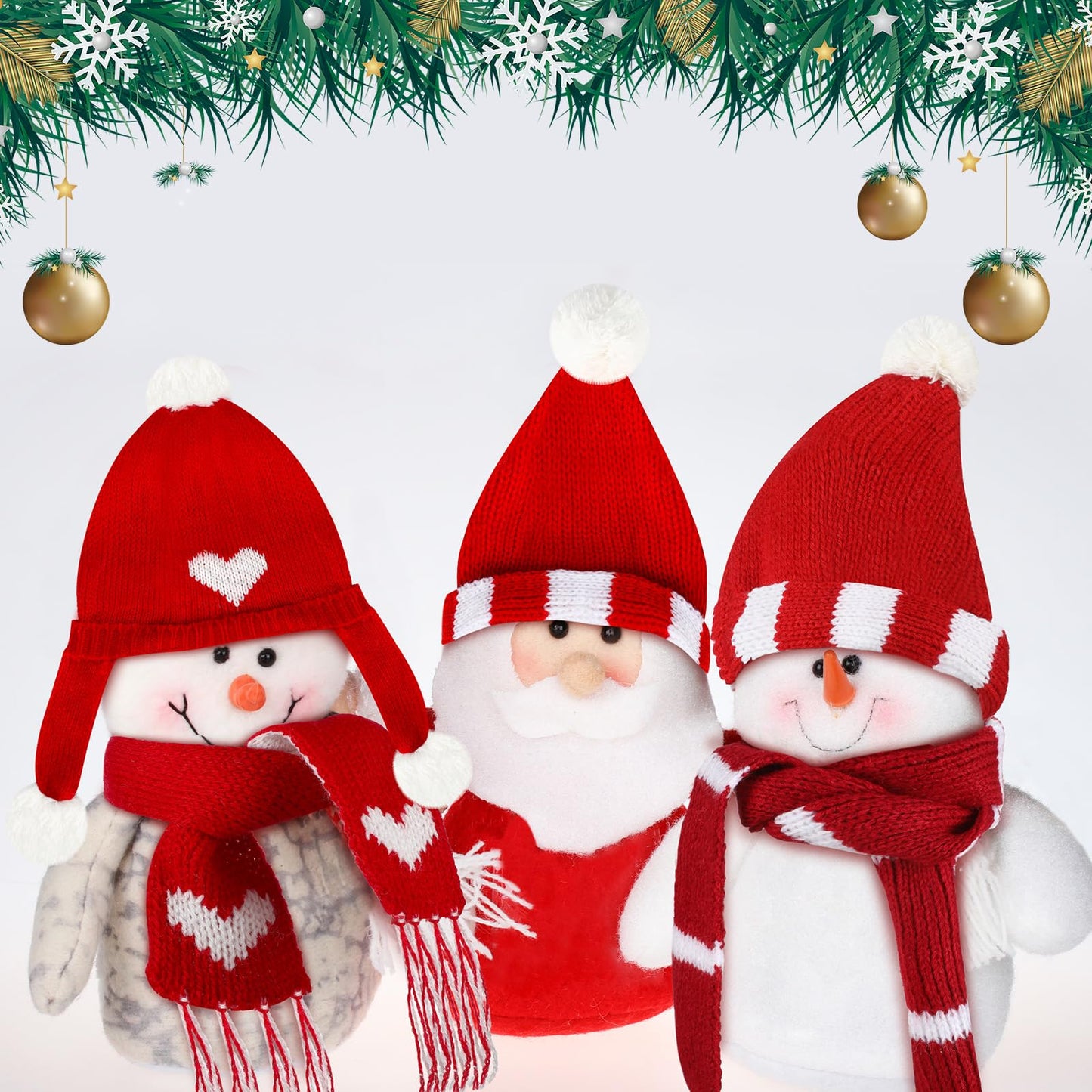 4 Pack Doll Clothes Christmas Mini Snowman Hats Scarf, Santa Knit Hat Christmas Tree Scarf For Doll Elf Santa Mini Snowman (Cute