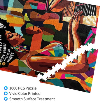 African American Jigsaw Puzzles For Adults 1000 Pieces Abstract Black Women Puzzle Black Queen Playing The Piano Wooden Puzzle F