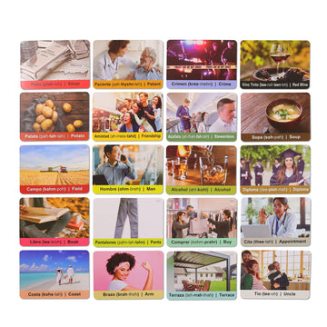 Spedemy Spanish Flash Cards For Adults, Kids - Spanish Vocabulary Flashcards With Pictures, English Meaning, Spanish Pronunciation - 276 Cards, 720 Words, 47 Categories - Alphabet Chart For Beginners