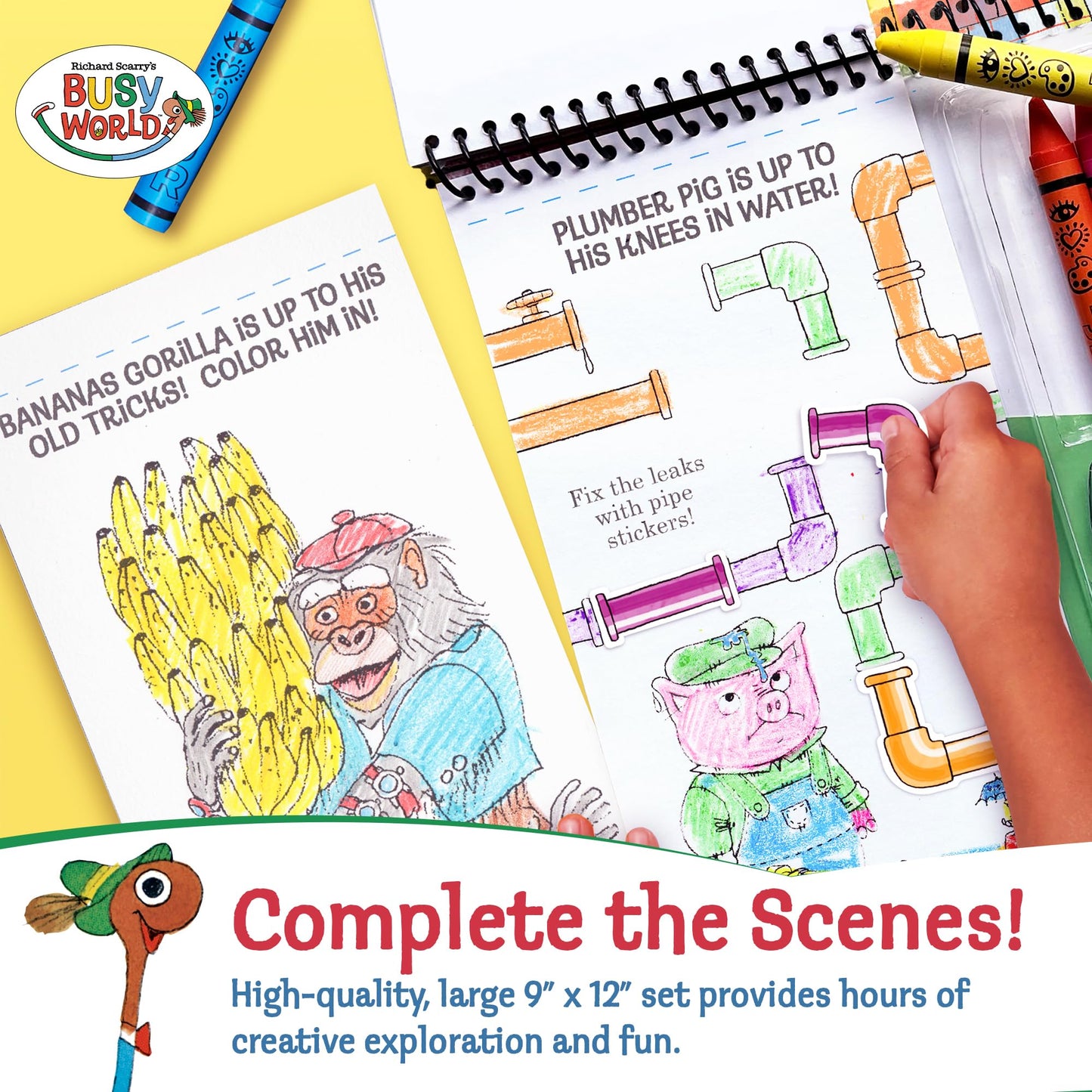 Bright Stripes Richard Scarrys Busy World Art on The Go - Travel Coloring Kit for Kids Art Supplies Arts & Crafts Kits for Kids