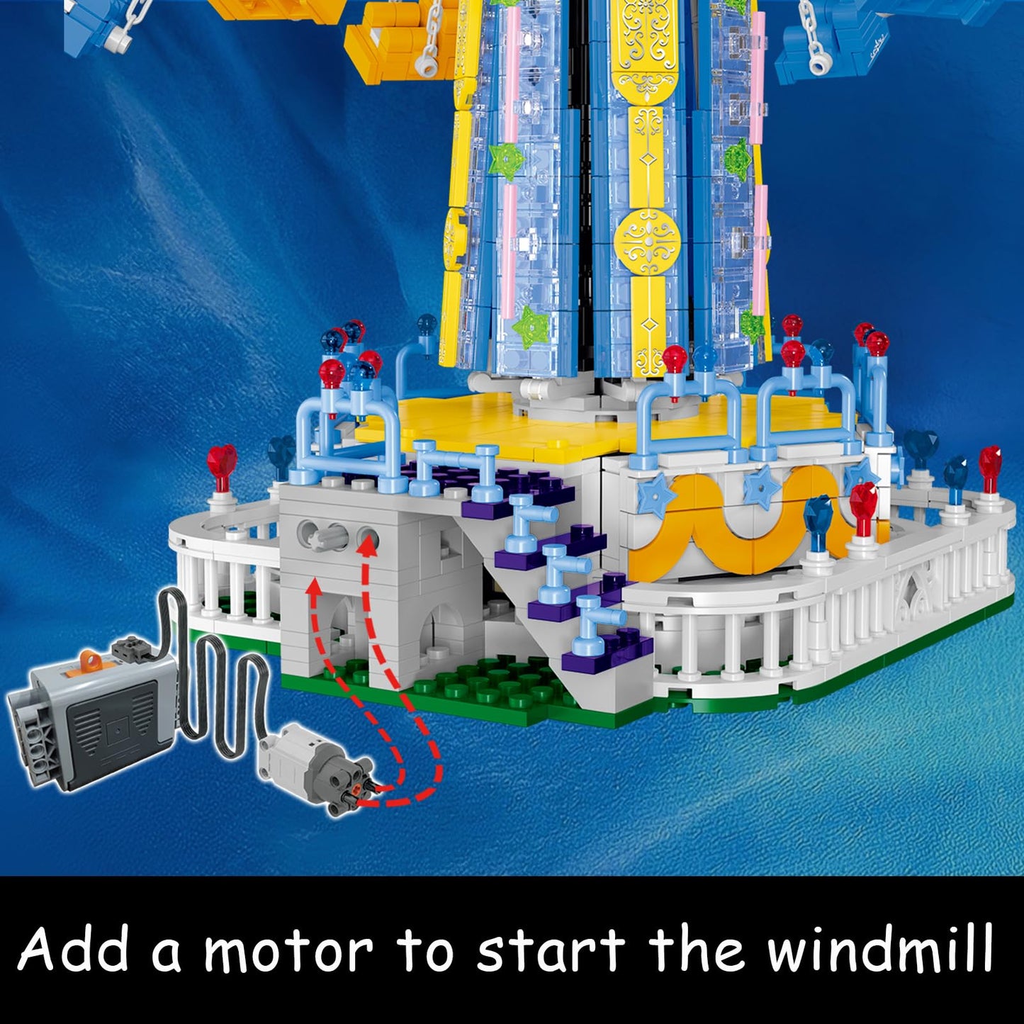 UROINT Swing-Ride Building Set Motorized Electric Control LED Light City Amusement Park Toy for Boy Girl Ages 6 7 8 9+ Birthday Gifts for mature-themed Kid Teen Theme Construction Collection 1892pcs
