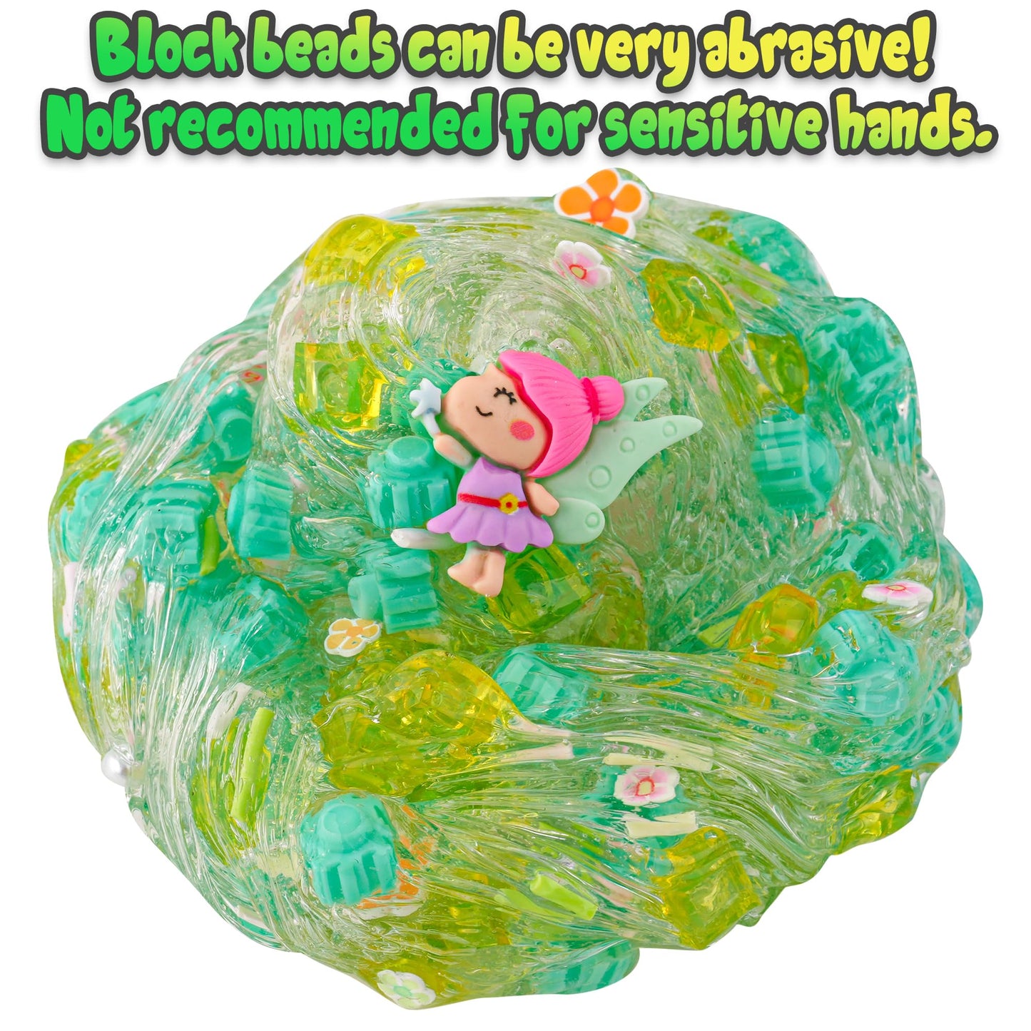 Crystal Slime With Green & Yellow Bead, Stretchy & Non-Sticky Crunchy Sensory Toy, Party Favors For Kids, Girls & Boys Gifts For