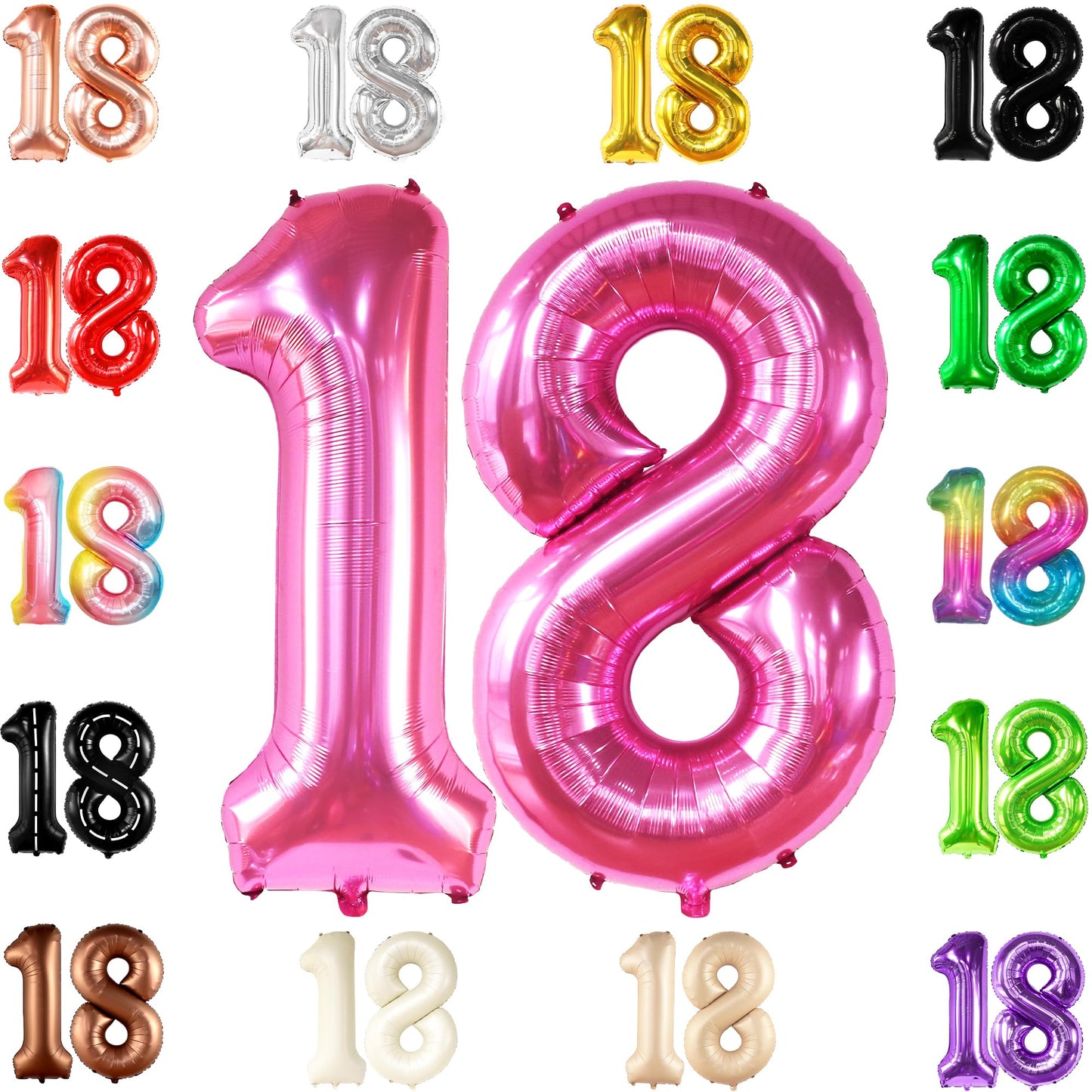 Katchon, Hot Pink 18 Balloon Numbers - 40 Inch | Pink 18Th Birthday Decorations For Girls | 18Th Birthday Balloons For Girls | Pink Number 18 Balloons | 18 Number Balloons, 18 Balloons For Birthday