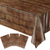Blue Orchards Wood Grain Table Cover (Pack Of 3) - 54' X 108' Xl - Plastic Table Cloth Rectangle Table, Western Themed Party Decorations, Rustic Tablecloth, Cowboy Vintage Farm Party Decorations