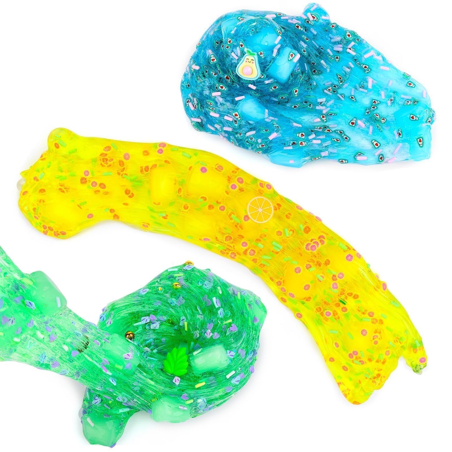 6 Pack Jelly Cube Crunchy Slime Kit, With Yellow, Pink, Purple, Green & Blue Clear Crunchy Slime, Super Soft Sludge Toy With Cut