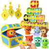 Coogam Fine Motor Skill Toys - 10pcs Animal Finger Puppets, Color Sorting Game, Medium, Yellow/Orange, Model: puzzle134