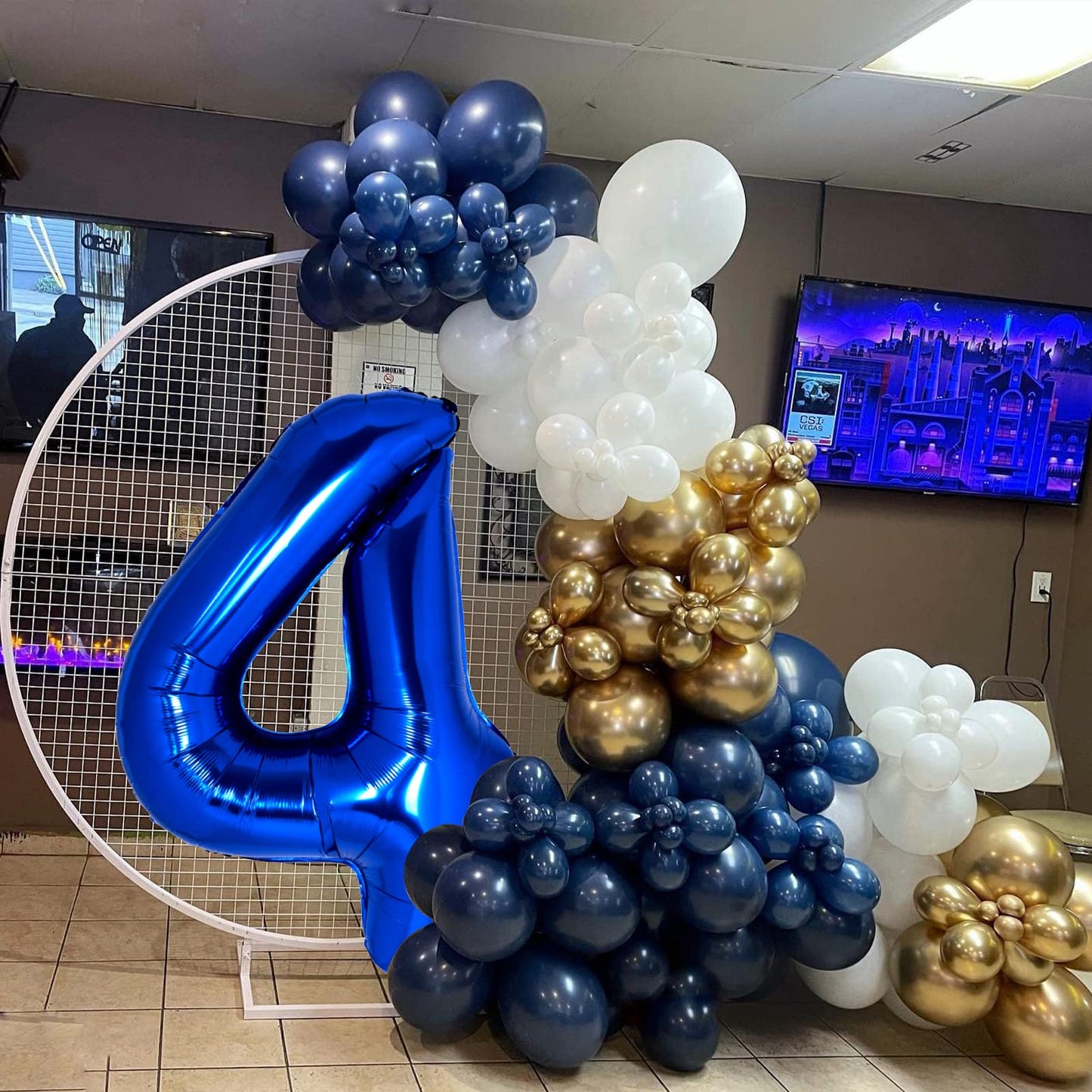 40 Inch Giant Navy Blue Number 4 Balloon, Helium Mylar Foil Number Balloons For Birthday Party, 4Th Birthday Decorations For Kid