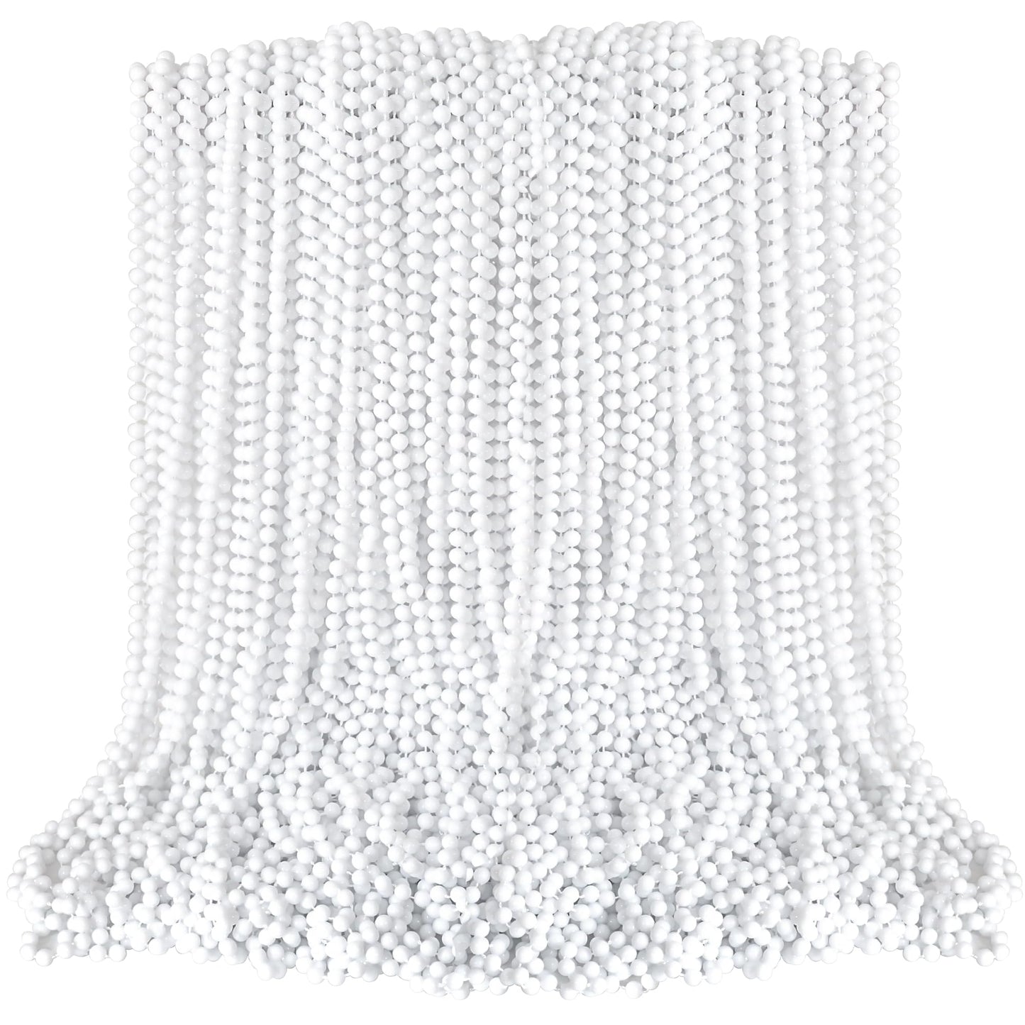 EOBOH Beaded Necklace, 100PCS White Mardi Gras Beads Stuff Party Favors, 33'' Holiday Toy Costume Bulk, Festival Parade Throw Ac
