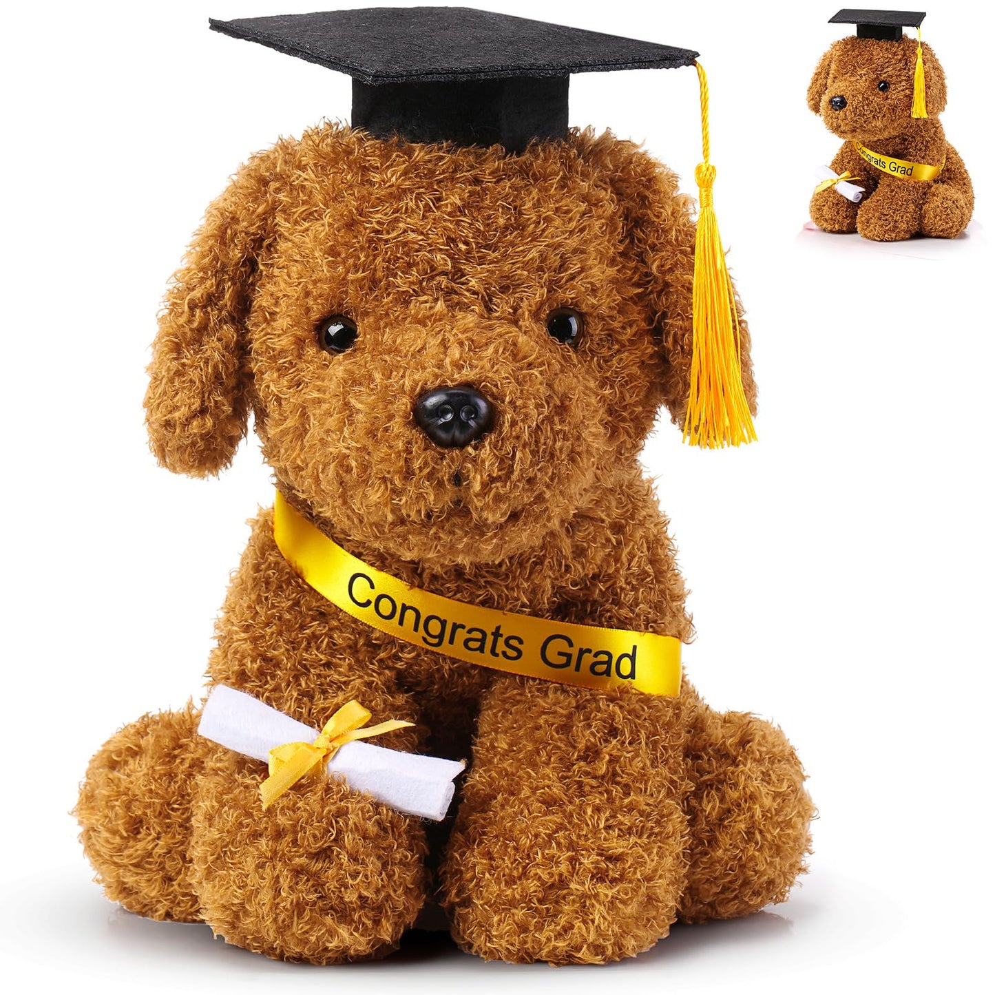 Chalyna 10 Inch Graduation Season Dog Plush Stuffed Animal Puppy With Graduation Hat, Diploma And Sash, Graduation Gift For Frie
